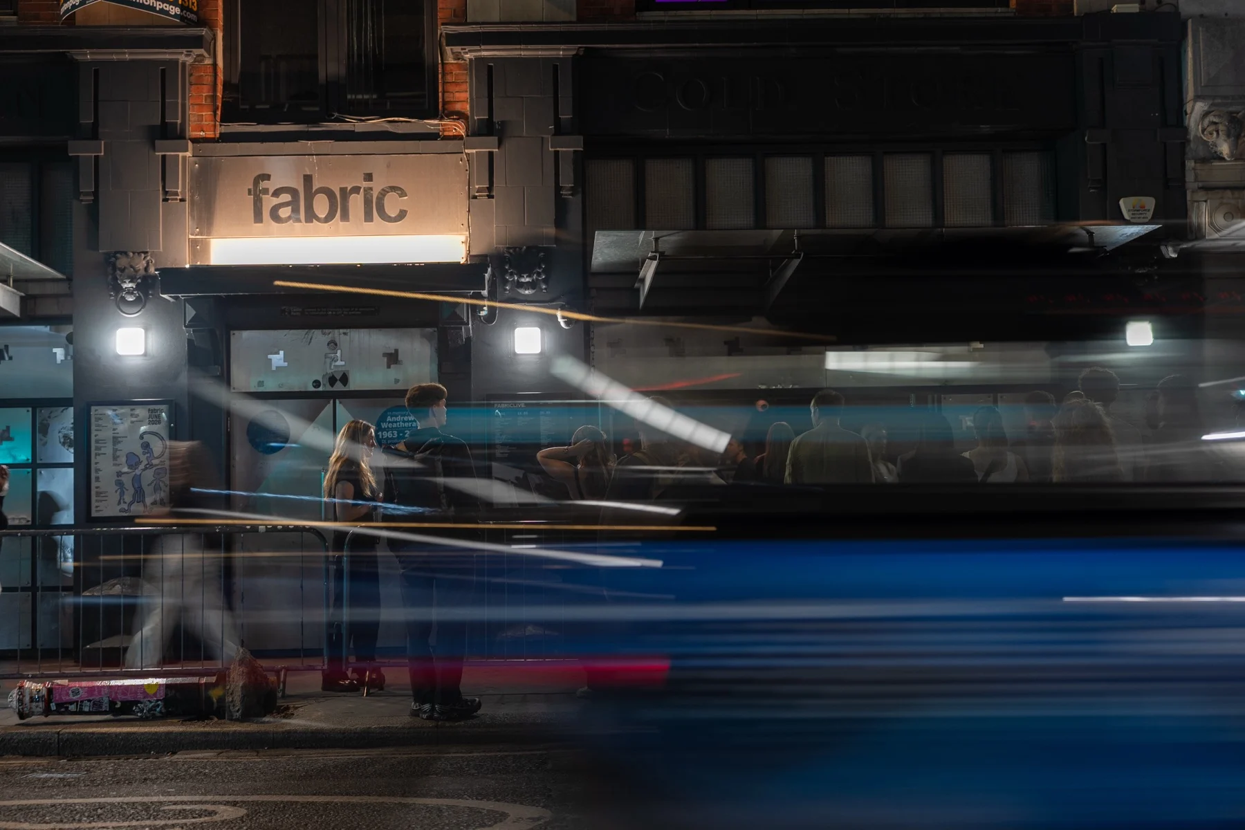 Outside fabric at night